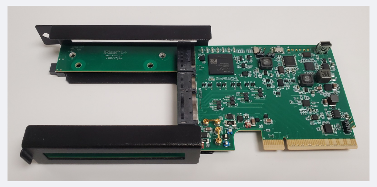 A green circuit board with black frames